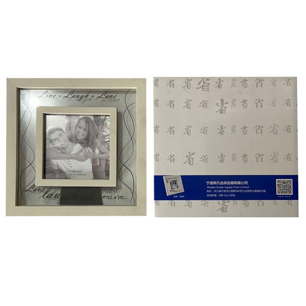 Κορνίζα λευκή με διάφανο σχέδιο 10x10cm  (Σύνολο=18,5x18,5cm) Homie 321941